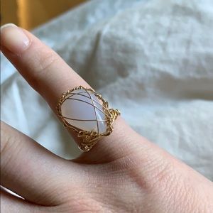 Anthropology Hand made Gold wire and gem ring
